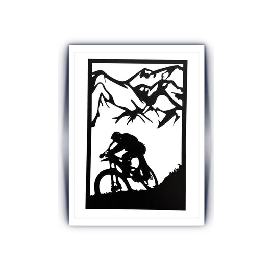 "Mountain Biker Silhouette Art Print"