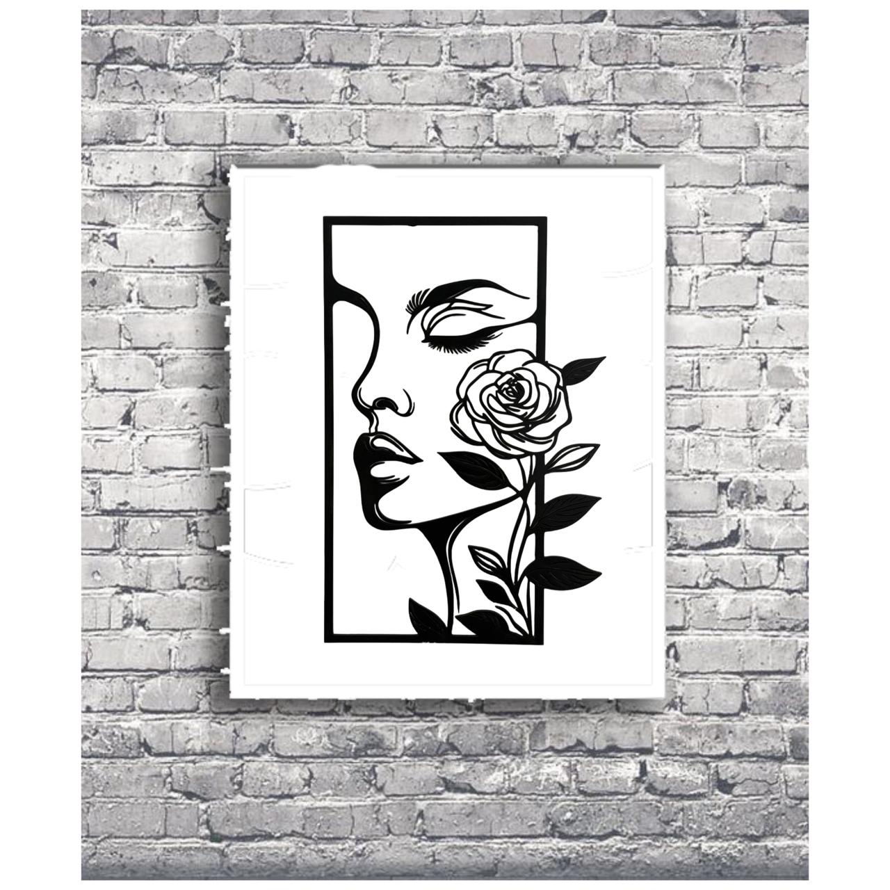 "Abstract Woman with Rose - Modern Wall Art Print"