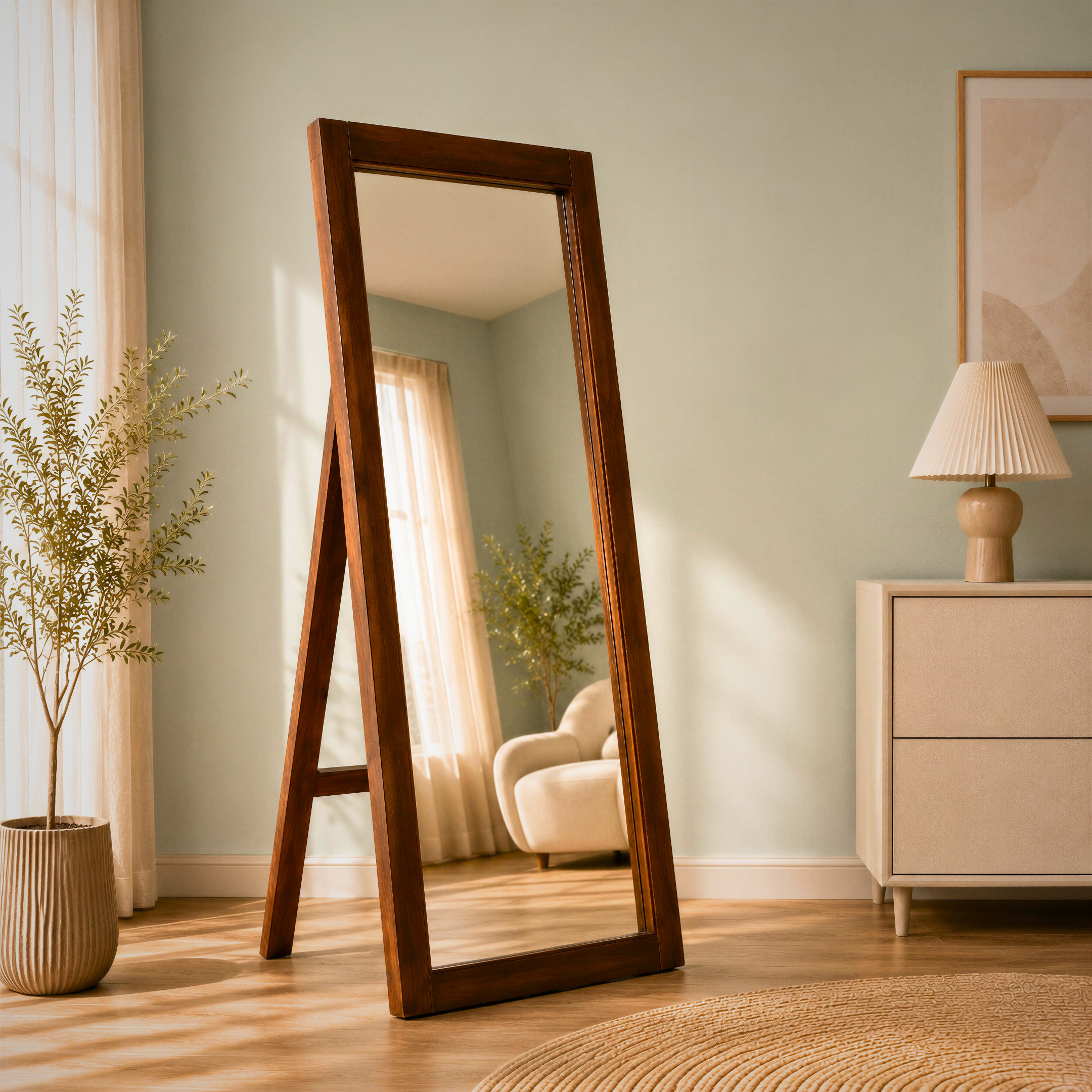 Premium Full-Length Wooden Standing Mirror